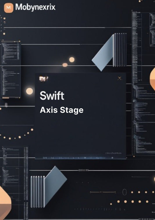 Moby nexrix Swift Axis Stage with technical design elements on a dark background