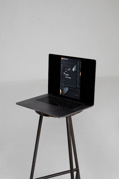 Laptop displaying "Axis Stage"