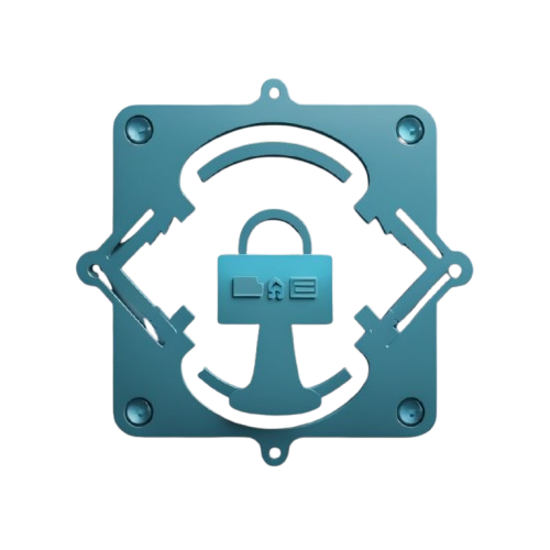 Teal metal gasket with lock symbol on a white background
