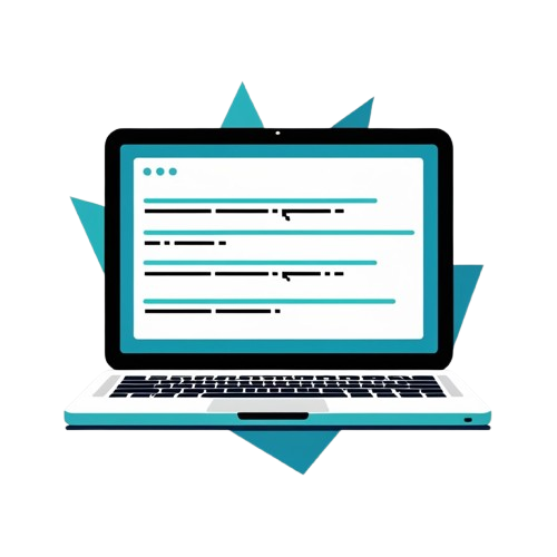 Illustration of a laptop with a document on the screen on a white background